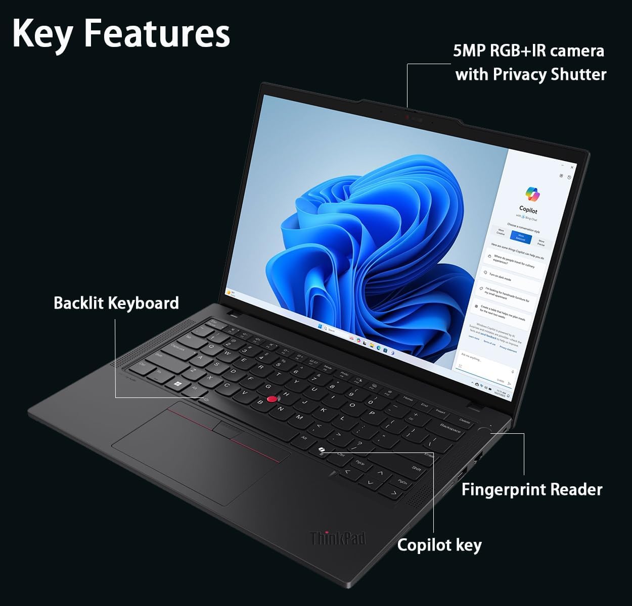 Lenovo ThinkPad T14 Gen 5 Business Laptop (14' FHD+ Touchscreen, Intel Ultra 7 155U (>i7-13700H), 32GB DDR5 RAM, 1TB SSD), 5MP Webcam, 2 Thunderbolt 4, 3-Yr WRT, IST Hub, AI PC, Windows 11 Pro