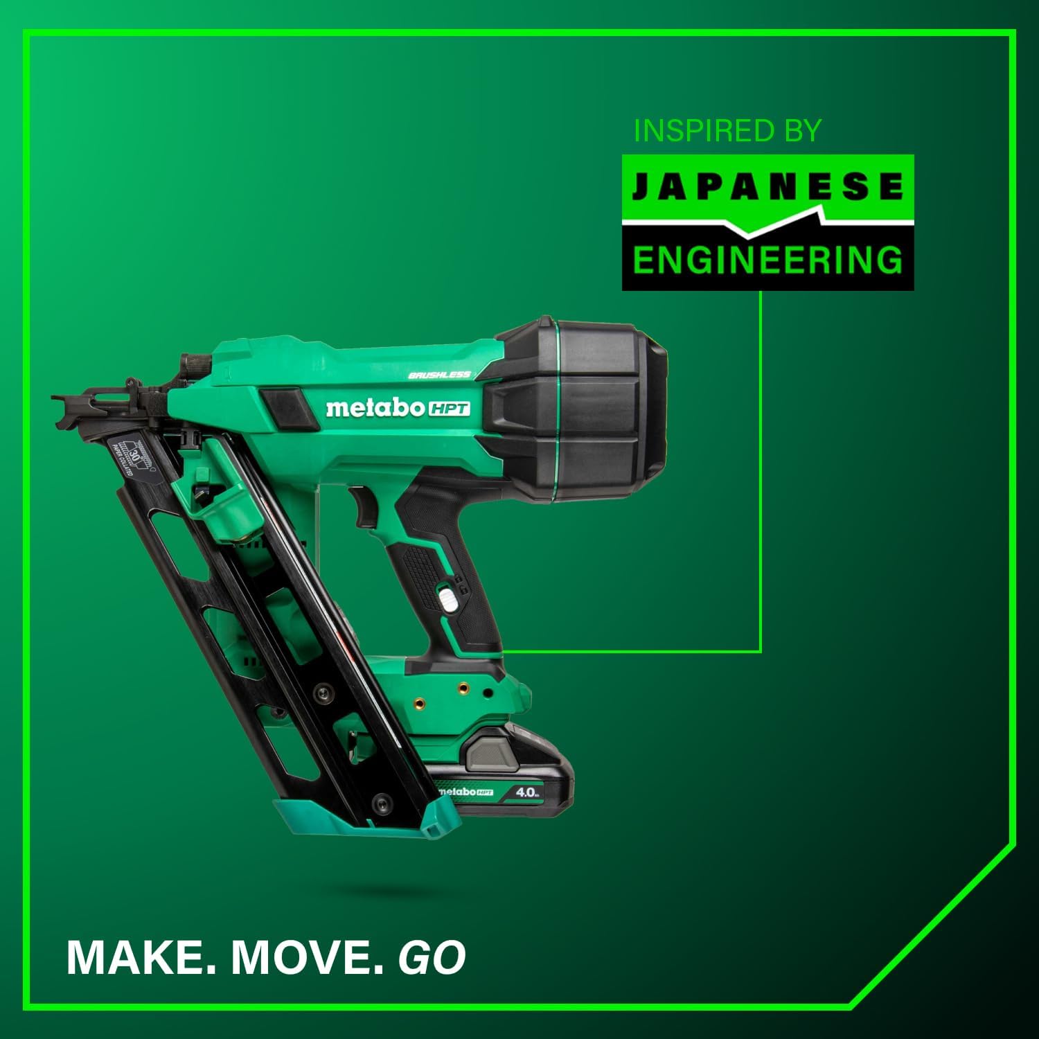 Metabo HPT 18V MultiVolt Cordless 30° Paper Tape Framing Nailer Kit, 3-1/2' Framing Nailer, Power Tool with 4.0Ah Lithium Ion Battery, Drives 2' to 3-1/2' Nails, Powerful Brushless Motor, NR1890DCA