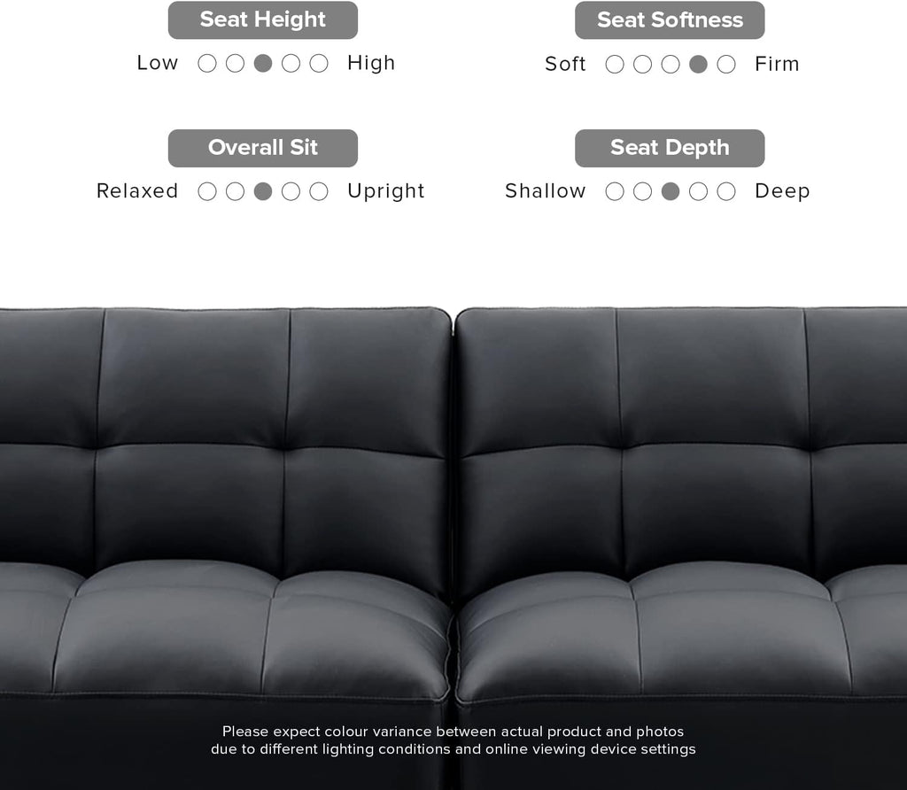 mopio 76.4' Futon Sofa Bed, Couch, Loveseat, Sleeper Sofa, Mid Century Modern Futon Couch, Sofa Cama, Couches for Living Room (Aaron PU, Midnight Black)