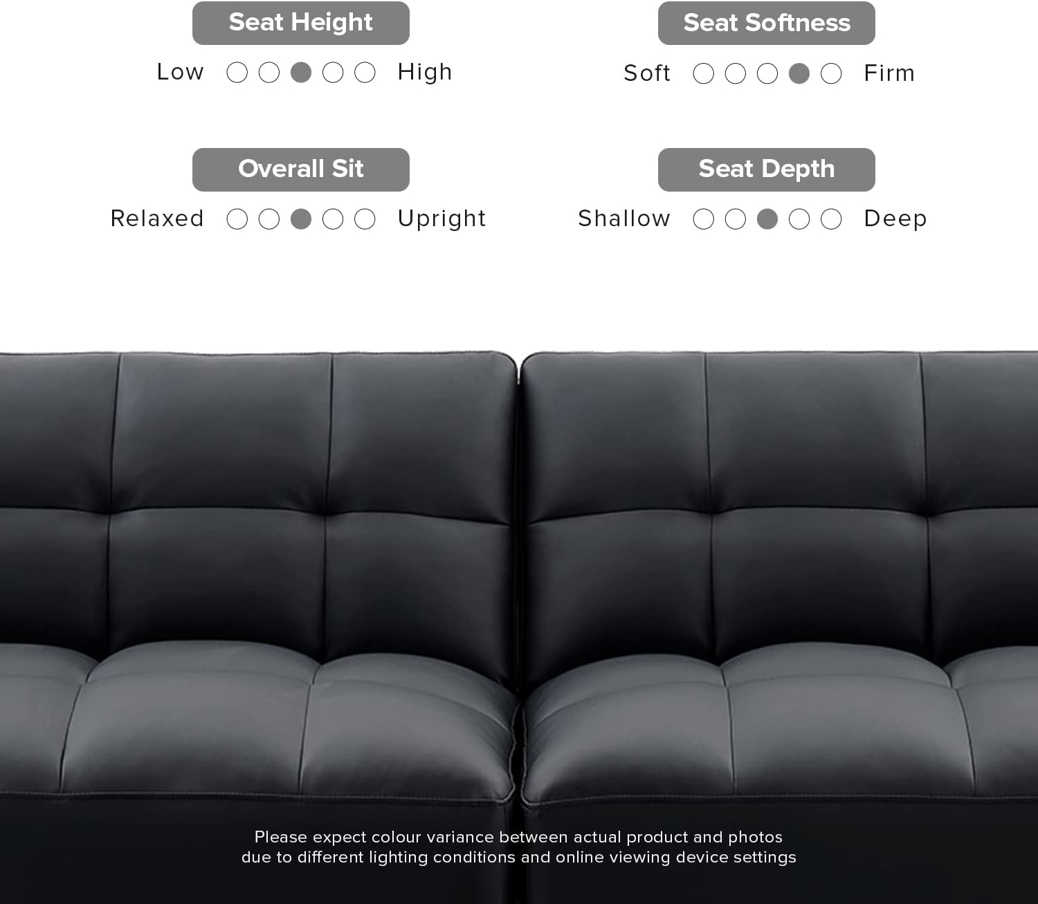 mopio 76.4' Futon Sofa Bed, Couch, Loveseat, Sleeper Sofa, Mid Century Modern Futon Couch, Sofa Cama, Couches for Living Room (Aaron PU, Midnight Black)