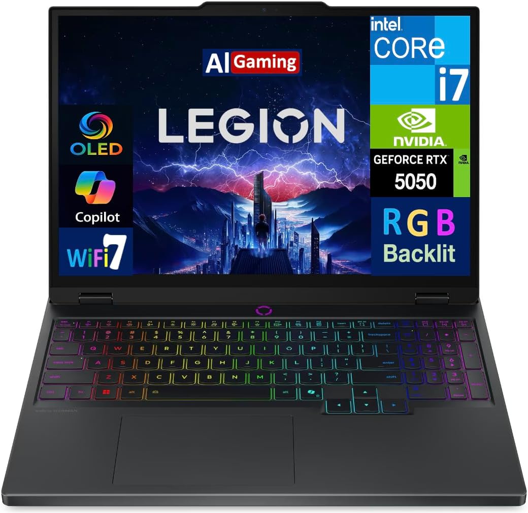 Lenovo Legion Gaming Laptop 15.1' 165Hz OLED WQXGA Display (Intel i7-14700HX, GeForce RTX 5050 8GB, 32GB DDR5, 2TB PCIe SSD, RGB KB, WiFi 7, Webcam, Bluetooth 5.4, Win 11 Home) w/USB-C Dock