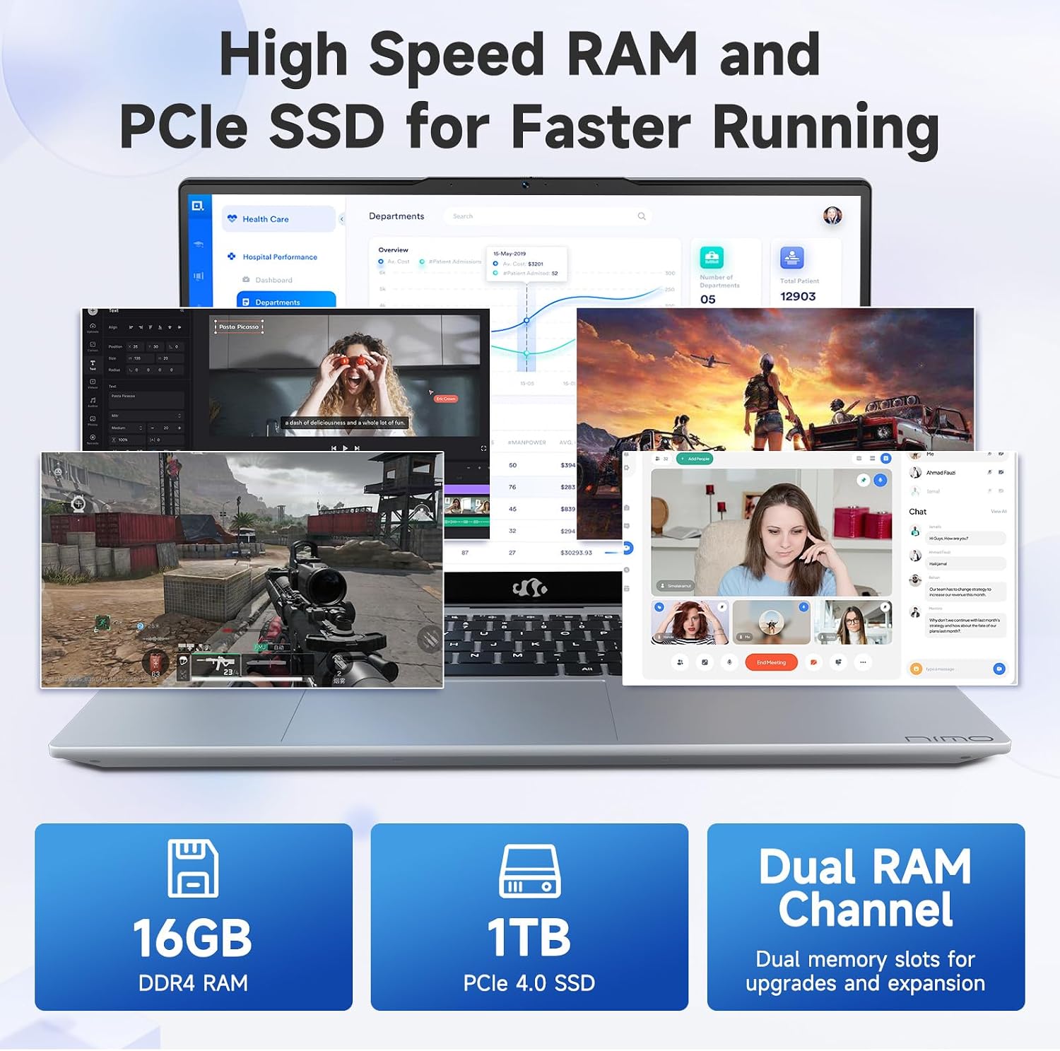 NIMO 15.6' IPS FHD-Business-Laptop, Intel 6 Core i3-1215U 16GB RAM 1TB SSD (Beat i5-1135G7, Up to 4.4GHz) Computer with Backlit Keyboard Fingerprint 65W Type C Wi-Fi 6 Numpad Win 11