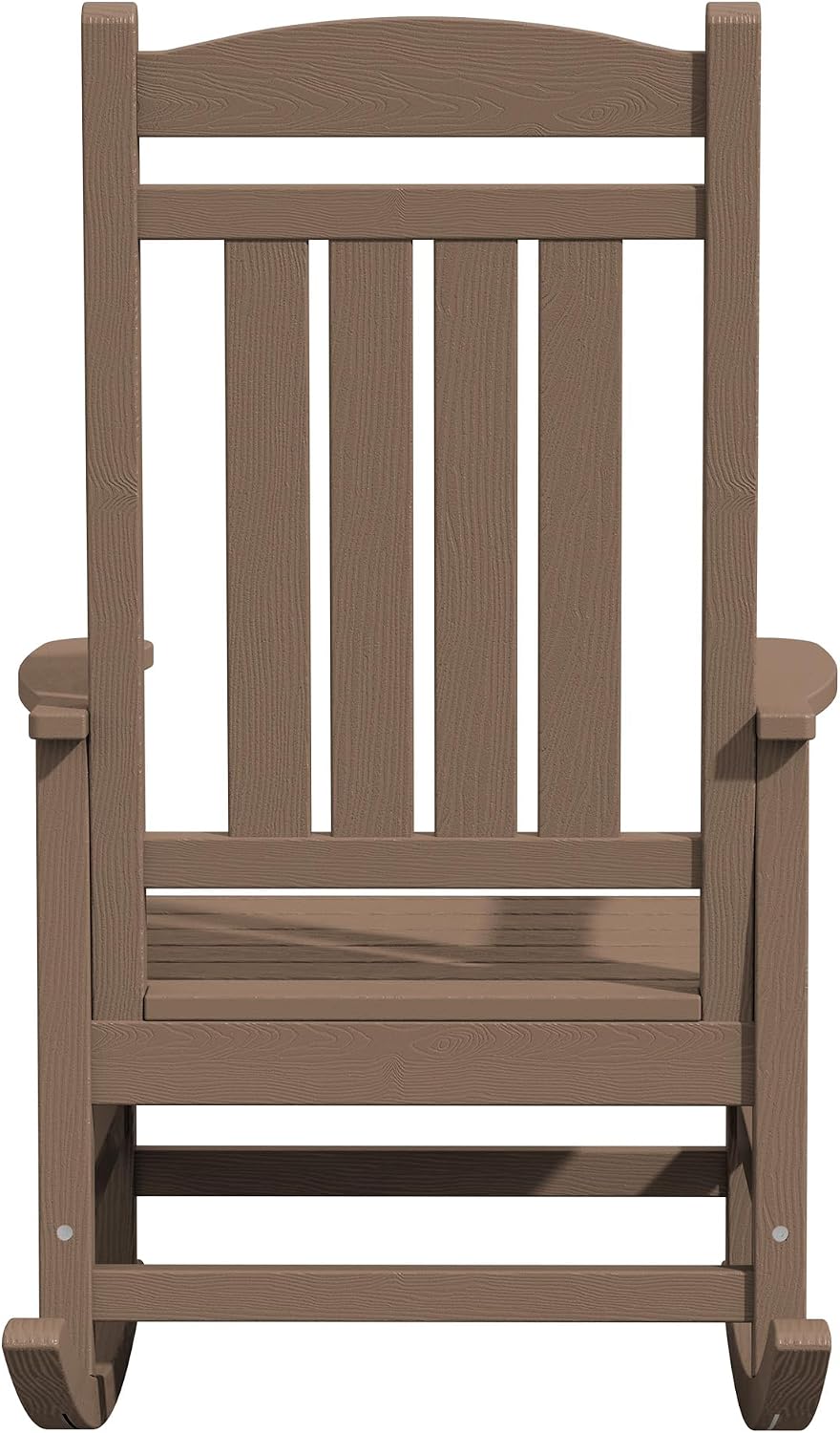 KINGYES Oversized HDPE Rocking Chairs Outdoor, Patio Rocking Chairs with 350lbs Support, Smooth Porch Rocker for Deck Lawn Yard, Brown