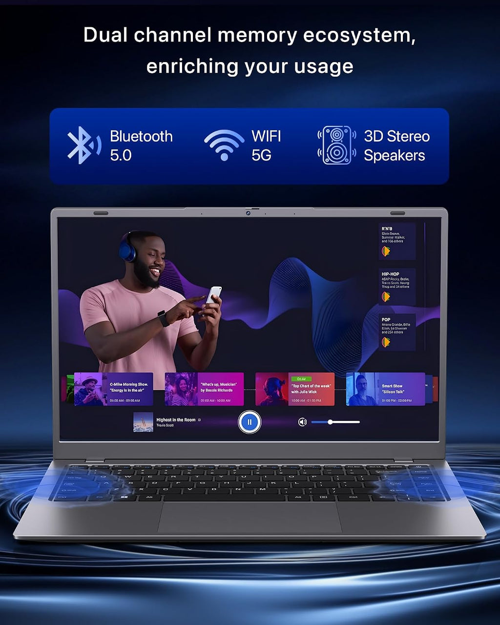 2026 Laptop, Pentium Gold 6500Y Processor(Up to 3.4GHz),32GB RAM 512GB SSD,14 Inch FHD IPS Display, 5000mAh Battery,Type-C,Portable Laptops Computer for Business Office Home