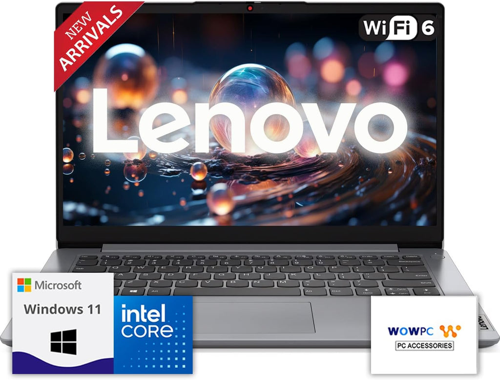 Lenovo IdeaPad Laptop with Microsoft Office, Intel High Performance CPU, 11 Hour Battery, SD-Card Reader, Webcam + USB-C, WOWPC Recovery USB, Windows 11 (12GB RAM | 640GB SSD)