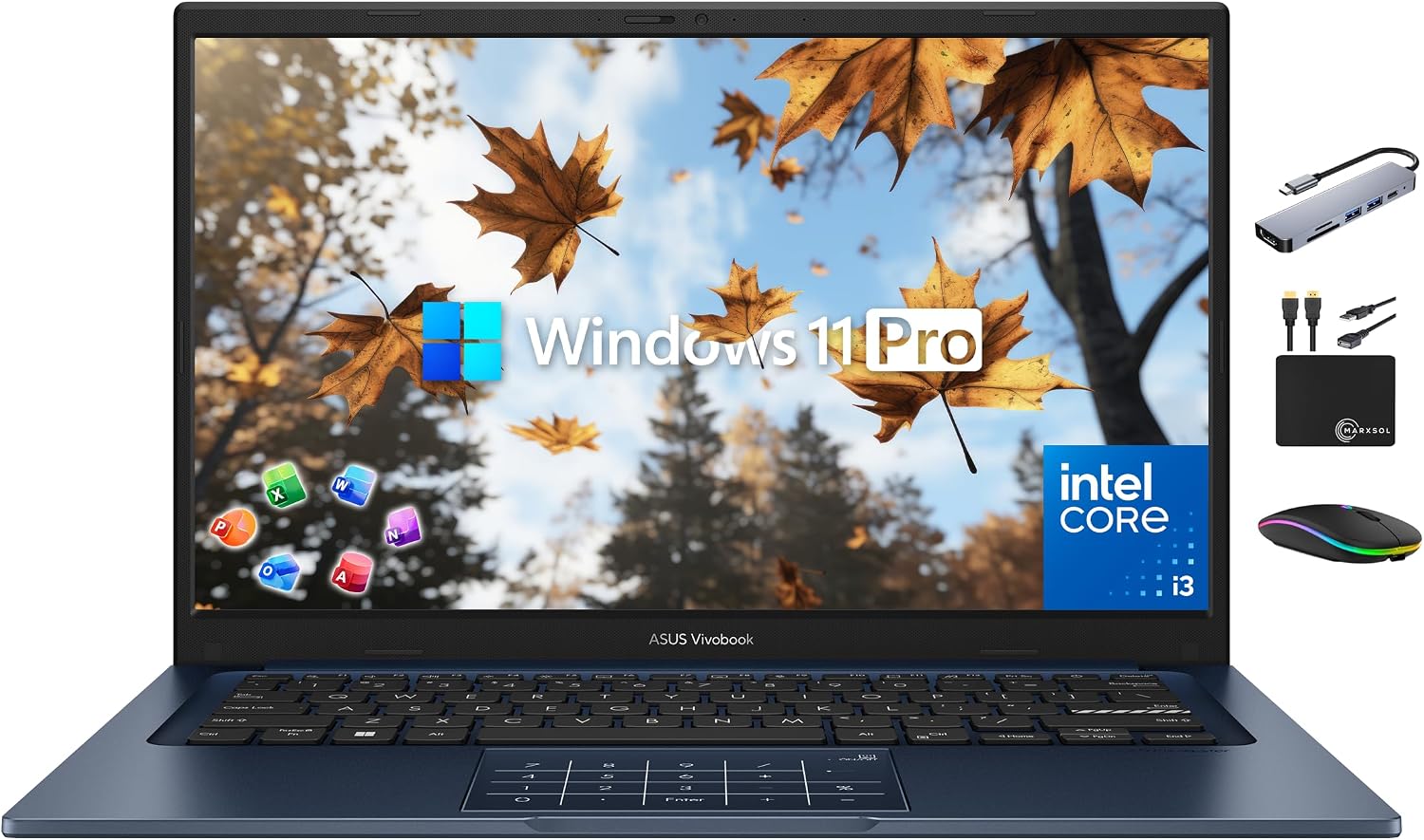 ASUS Vivobook Laptop Computer Business 2025-2026, Lifetime Office, AI Copilot, 14' FHD Display, 6-Core Intel i3-1315U CPU, 16GB RAM, 1TB Storage (512GB SSD +500GB Ext), MarxsolAccessory, Win 11 Pro