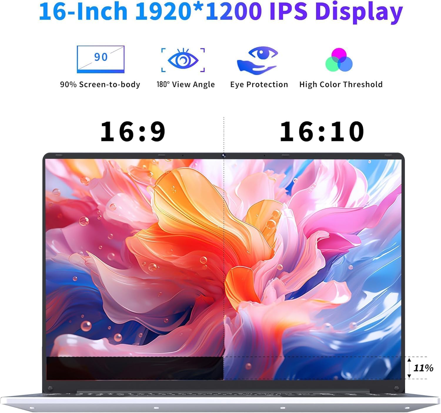 NIAKUN Laptop Computer, Gaming Laptops 2026, 16' Lap Top PC Windows 11 Pro, 16GB RAM 1TB SSD, Intel N95 Processor, Office 365, Backlit Keyboard,Fingerprint Unlock, 2-Year Warranty