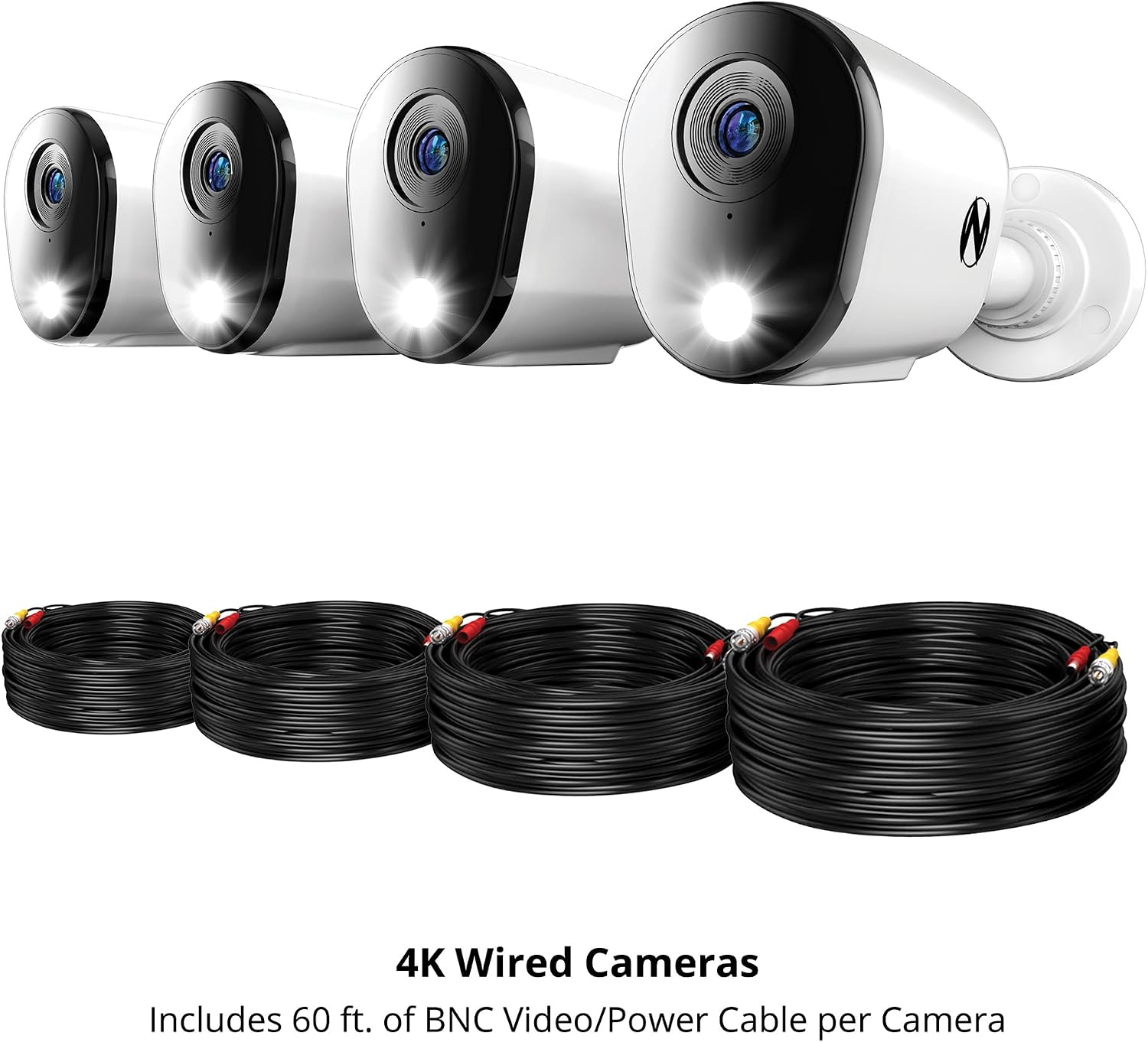 Night Owl Add On Wired 4K HD Indoor/Outdoor Deterrence Cameras with 2-Way Audio (4-Pack) (Requires Compatible DVR - Sold Separately) (4 Camera)