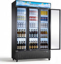 VEVOR Commercial Merchandiser Refrigerator, 26.8 Cu.Ft / 760L Upright Beverage Cooler, 3 Glass Door Display Refrigerator with Customizable Lightbox, 12 Adjustable Shelves, Soft LED Lighting & Casters