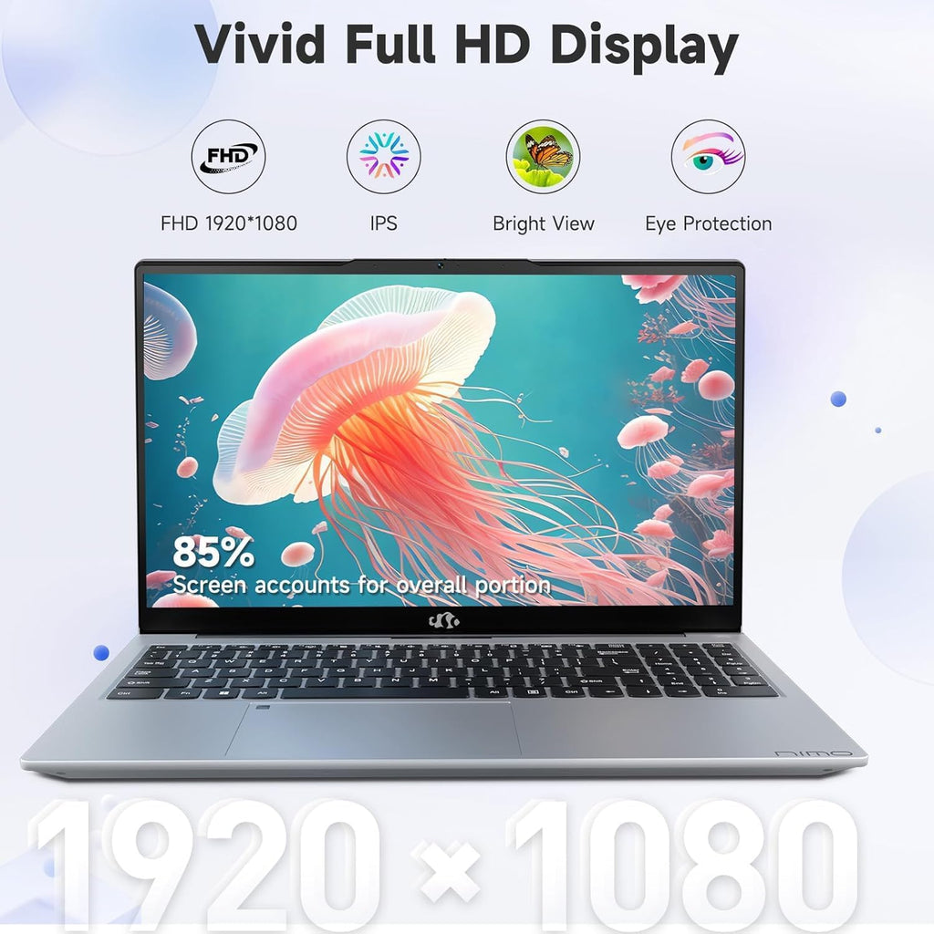 NIMO 15.6' IPS FHD-Business-Laptop, Intel 6 Core i3-1215U 16GB RAM 1TB SSD (Beat i5-1135G7, Up to 4.4GHz) Computer with Backlit Keyboard Fingerprint 65W Type C Wi-Fi 6 Numpad Win 11
