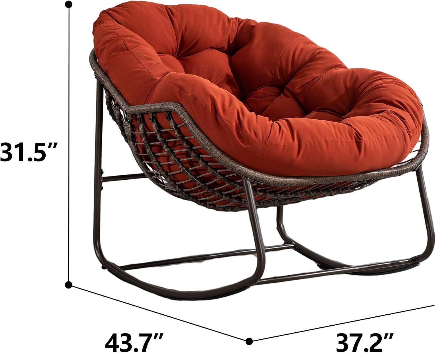Patio Chairs Set of 2, Oversized Wicker Egg Rocking Chair,Indoor & Outdoor Upholstered Papasan Chairs, Modern Lounge Chair for Balcony,Living Room Patio, Front Porch, Garden