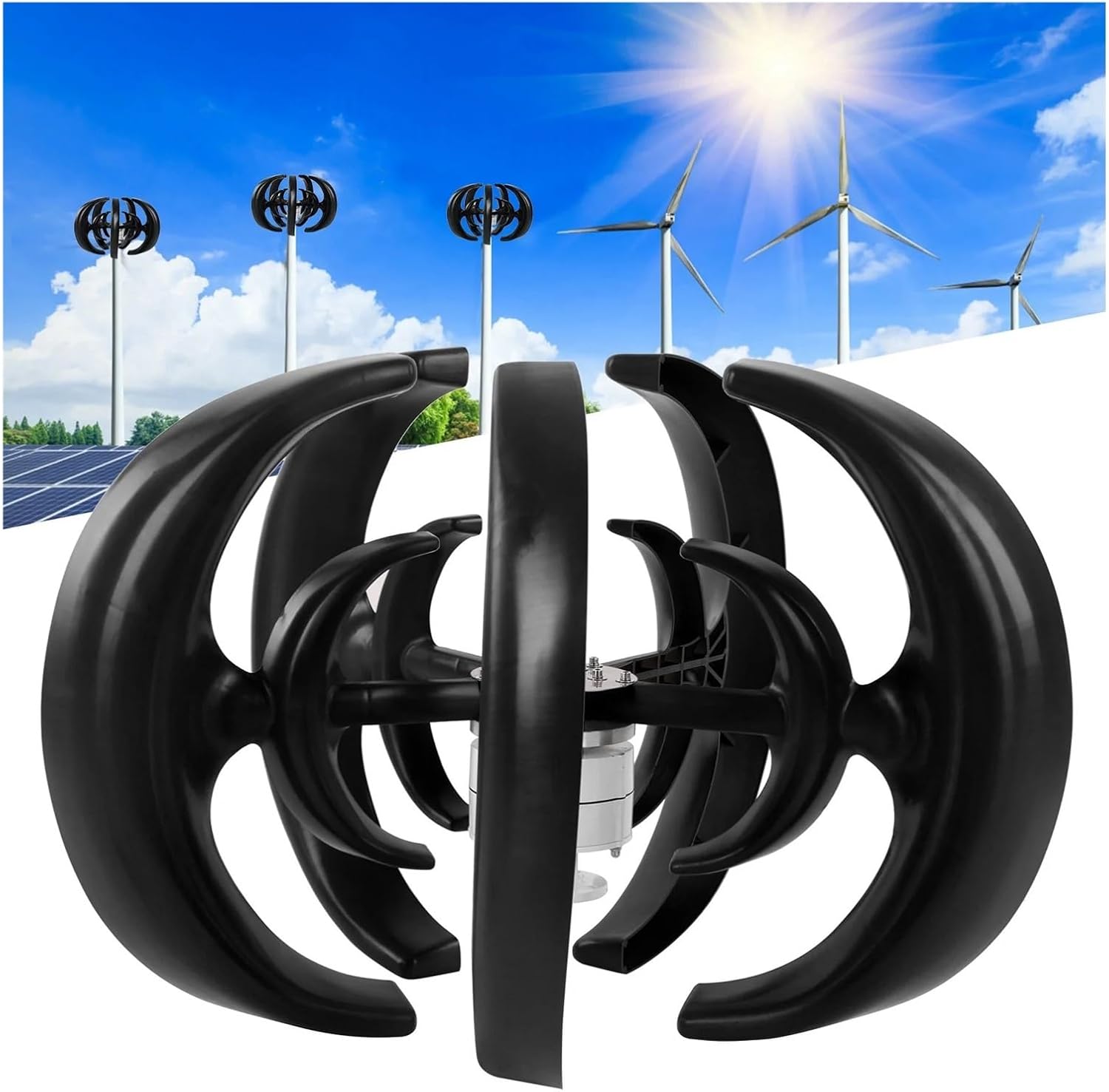 Wind Generator, 1000W Wind s Kit 5 Blades Power Generator for Boat Charging Black Lantern Type Industrial Energy Equipment Wind Generator,for Home Boat Marine(400w)