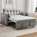 ECHINGLE Futon Sofa Bed, 3 in 1 Sleeper Sofa Couch Bed with Armrests, Storage Pockets and 2 Pillows, Adjustable Backrest, Sofa Bed Couch for Living Room, Bedroom, Office,Reading Room(Grey)