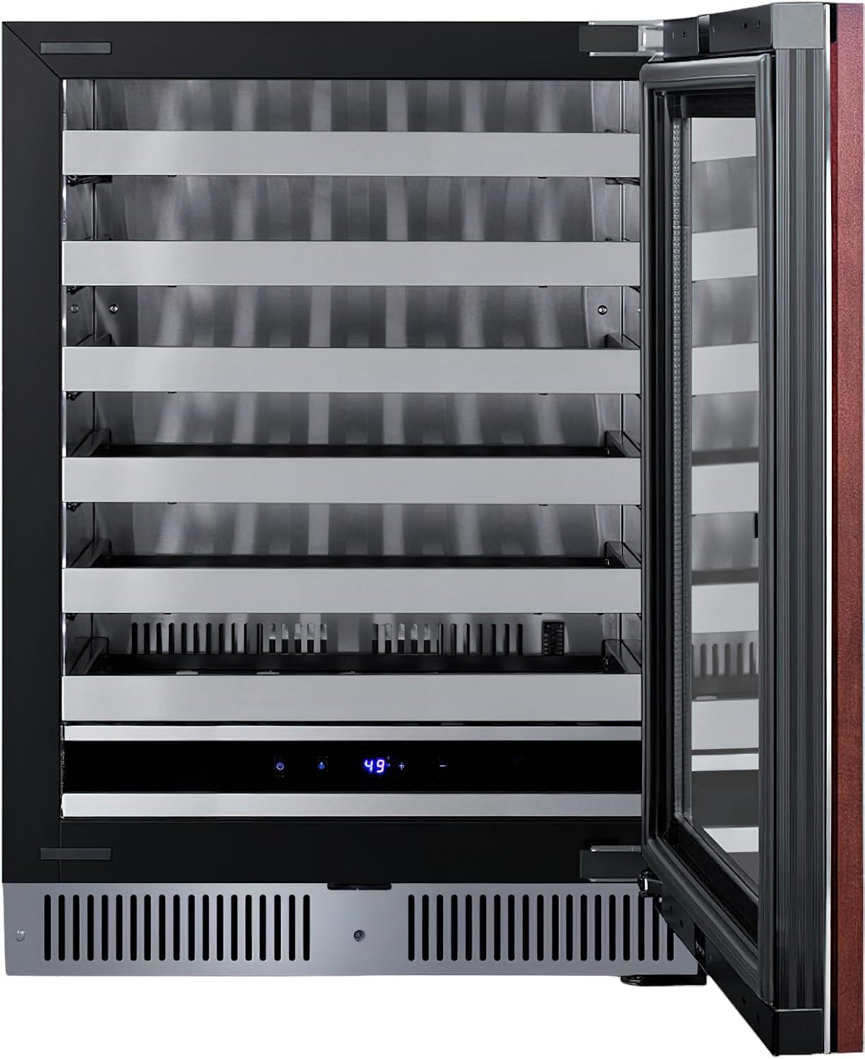 Summit 24 Inch Wine Cellar Shallow Depth Wine Refrigerator, Dimmable LED Light, Lock, Commercial or Residencial Use- SDHW2442PNRLHD (LHD, Panel Ready) (Panel not included)