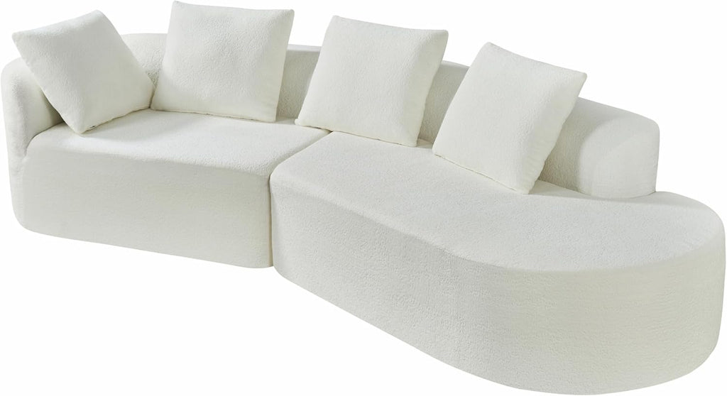 Christopher Knight Home Randa Modern Fabric Upholstered 5-Seater Sofa, Oversized Chair Cloud Couch, Fully Assembled Long Sofa Chaise Lounge, Fully Assembled, Milky White