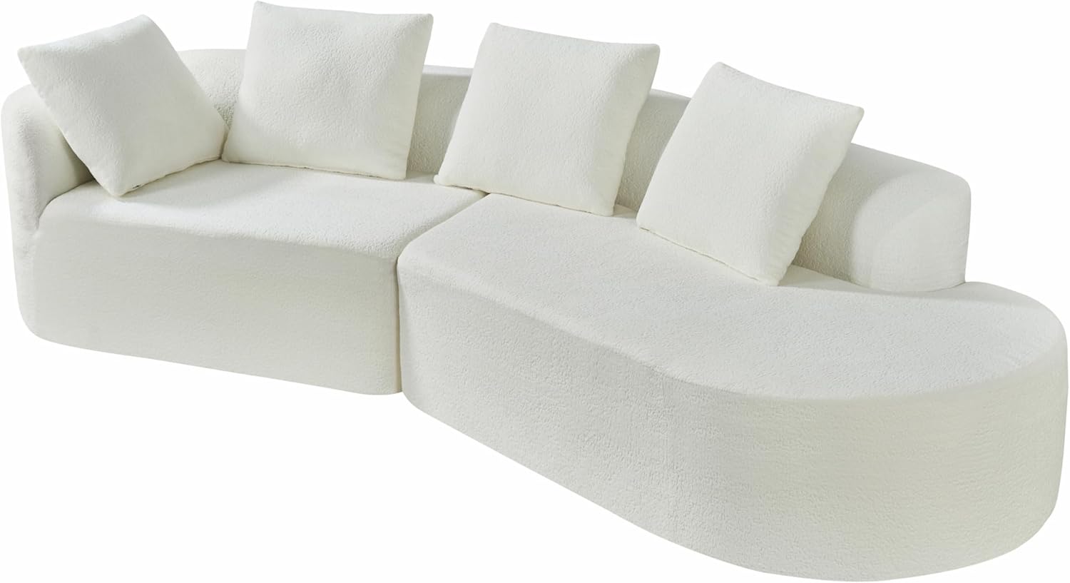 Christopher Knight Home Randa Modern Fabric Upholstered 5-Seater Sofa, Oversized Chair Cloud Couch, Fully Assembled Long Sofa Chaise Lounge, Fully Assembled, Milky White