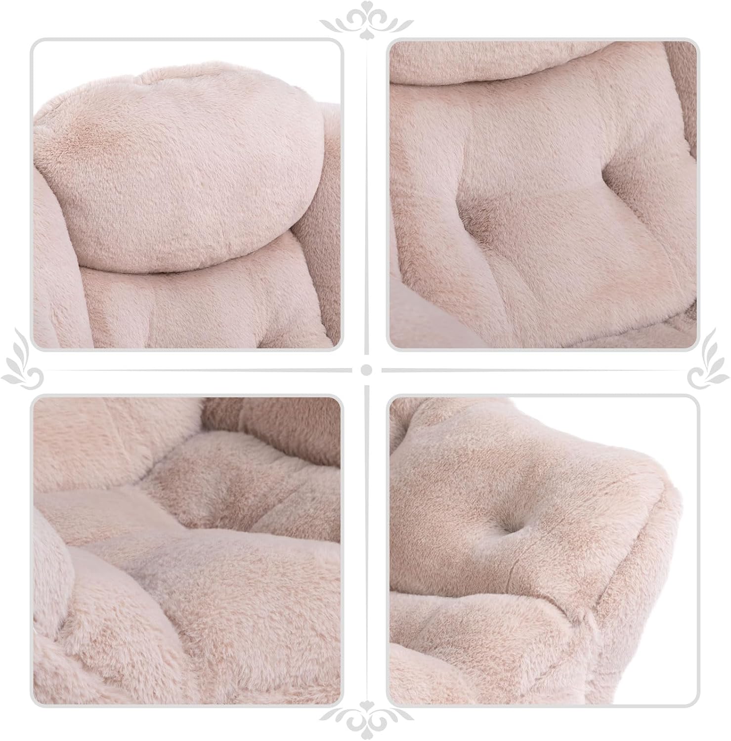 HollyHOME Lazy Chair with Foldable Ottoman, Accent Comfy Lounge Armchair and Folding Footrest Stool, Leisure Sofa Reading Chair and Footstool for Living Room, Bedroom, Dorm,Faux Fur Light Camele