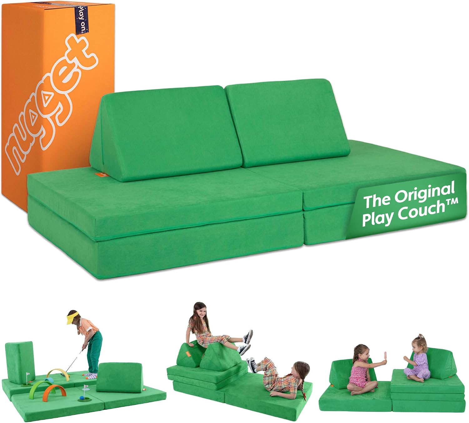 Nugget - The Original Play Couch for Kids - Modular Foam Children's Sofa for Playroom, Imagination, & Creative Open Ended Play - Washable & Convertible Playroom Furniture, Fairway