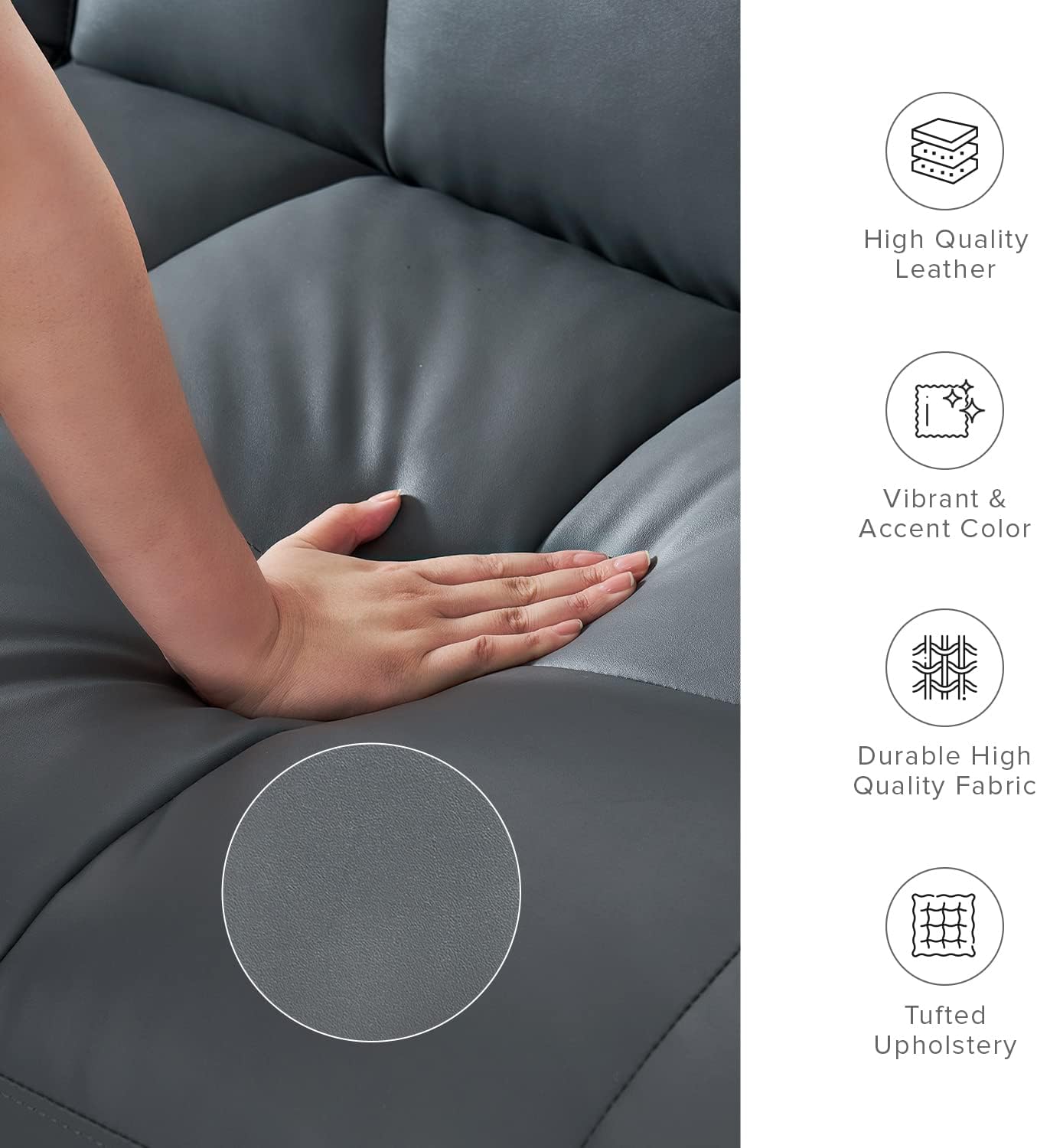 mopio Aaron 76.8' Couch, Small Futon Sofa Bed, Sleeper, Loveseat, Mid Century Modern Futon Couch, Sofa Cama, Couches for Living Room, Bedroom (Cloud Gray, Faux Leather)