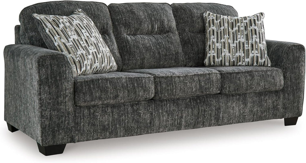 Signature Design by Ashley Lonoke Modern Sofa with 2 Accent Pillows, Gray