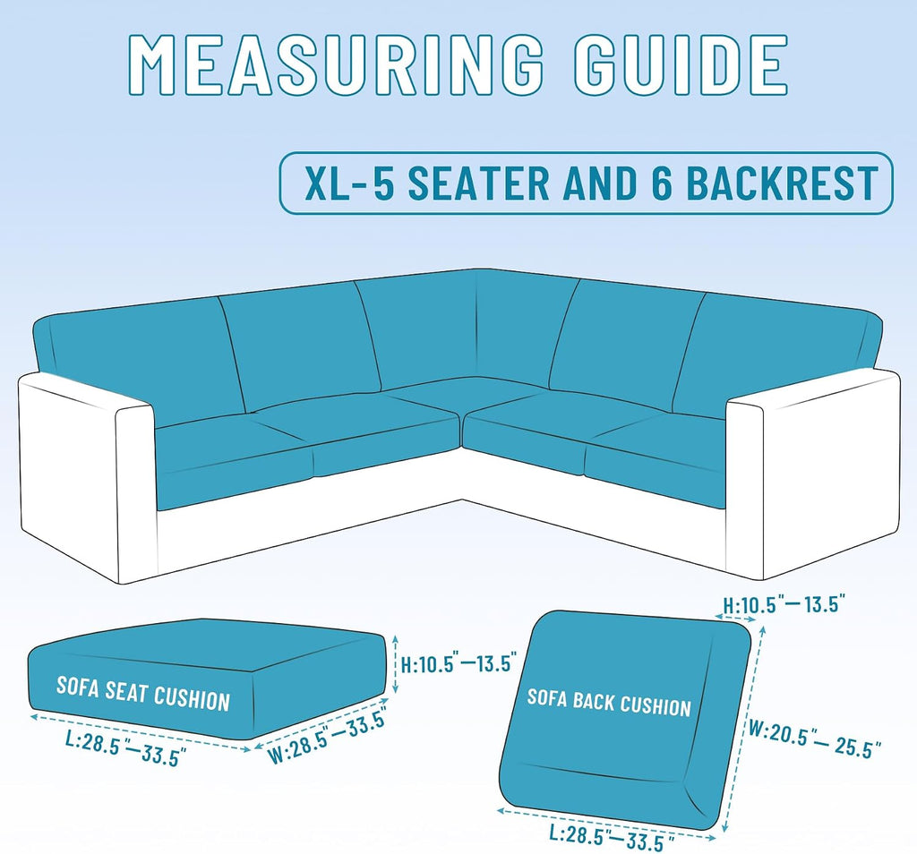 HDCAXKJ Waterproof Sectional Couch Cushion Covers 11 Pieces Extra Large Stretch L Shaped Corner Sofa Slipcover Back Cover Soft Sofa Seat Cushion Covers for Dogs (XL-5 Seater and 6 Backrest, Dark Gray)
