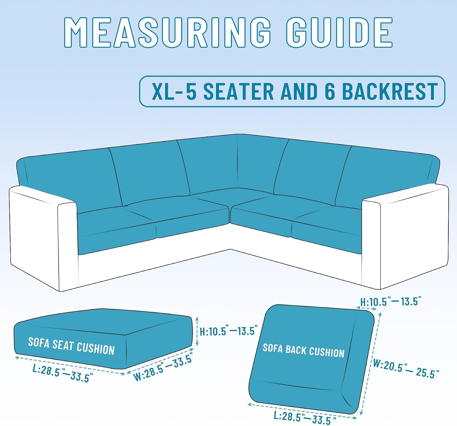 HDCAXKJ Waterproof Sectional Couch Cushion Covers 11 Pieces Extra Large Stretch L Shaped Corner Sofa Slipcover Back Cover Soft Sofa Seat Cushion Covers for Dogs (XL-5 Seater and 6 Backrest, Dark Gray)