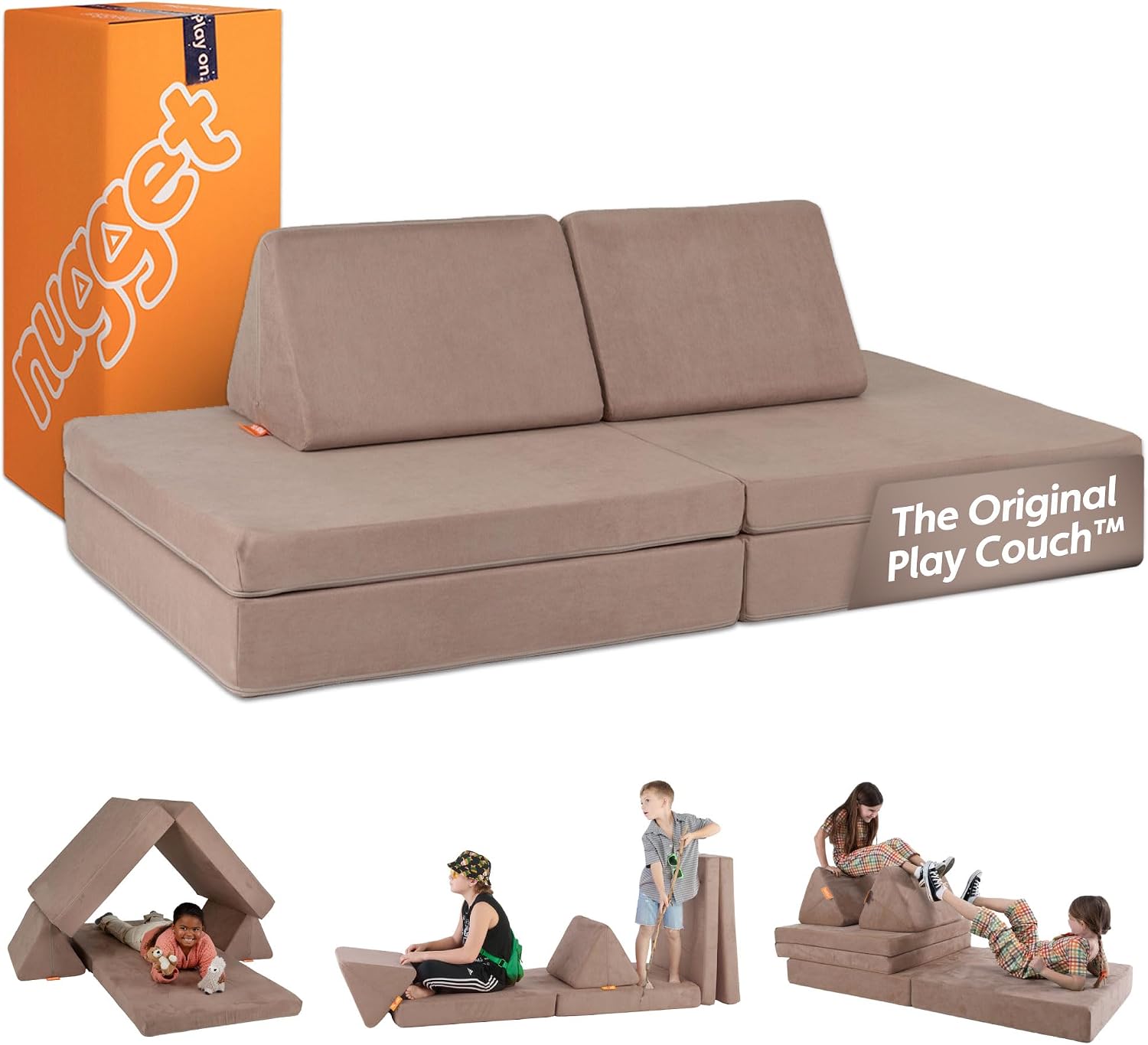 Nugget - The Original Play Couch for Kids - Modular Foam Children's Sofa for Playroom, Imagination, & Creative Open Ended Play - Washable & Convertible Playroom Furniture, Cottontail