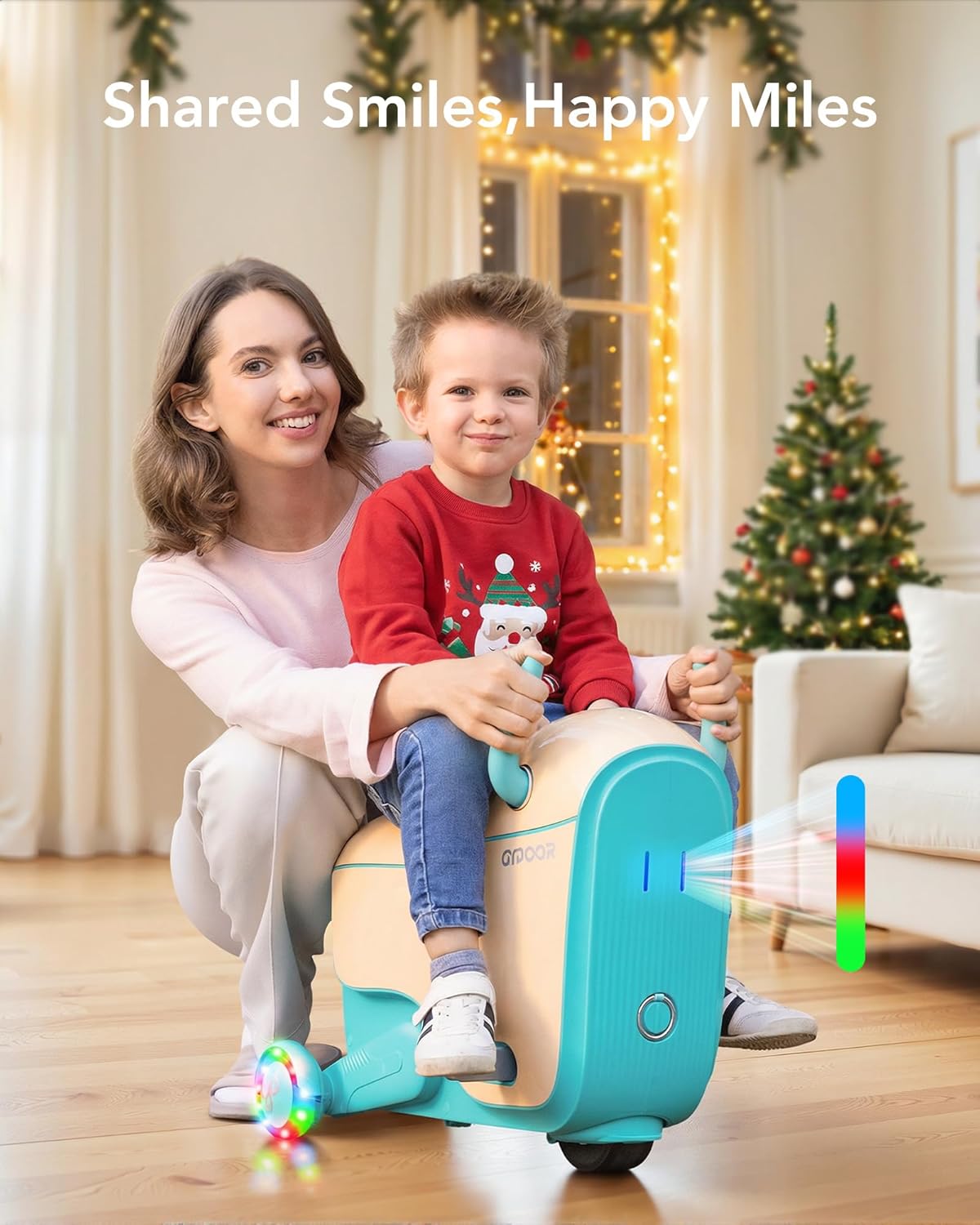 Gyroor Kids Electric Ride On Car Toy for Ages 4-8, 2-in-1 Airplane Travel Suitcase with Storage, 3 Speed Modes, Flashing LED Wheels, Rechargeable Battery for Indoor and Outdoor Play