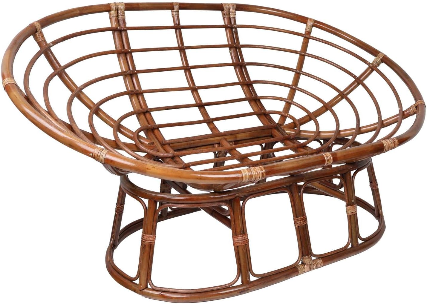 Maykoosh Rattan Double Papasan Chair with Twill Cushion - Bohemian Style Seating Royal Blue