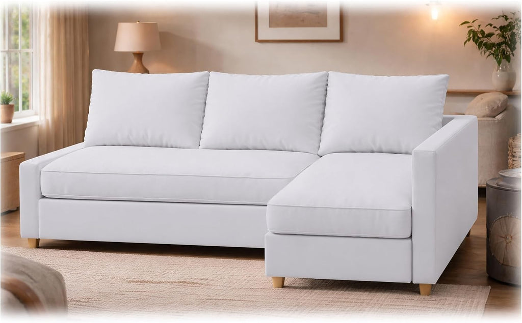 Durable Polyester Flax Friheten Sleeper Sofa Cover Replacement is Compatible with IKEA Friheten Sofa Bed, Or Corner, Or Sectional Slipcover. Sofa Cover Only (White Left Long)