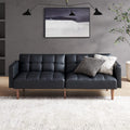 mopio 76.4' Futon Sofa Bed, Couch, Loveseat, Sleeper Sofa, Mid Century Modern Futon Couch, Sofa Cama, Couches for Living Room (Aaron PU, Midnight Black)