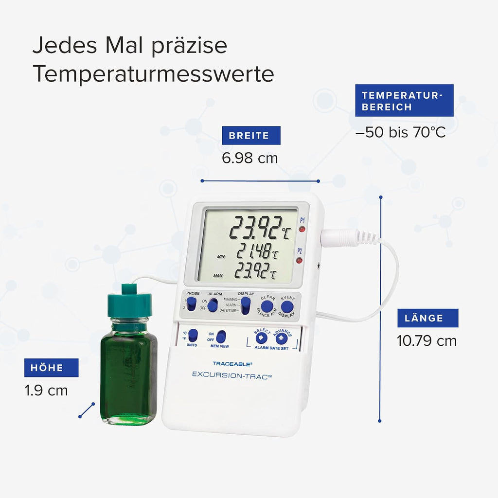 Traceable Data Logging Thermometer: 1 Glass Bottle Probe