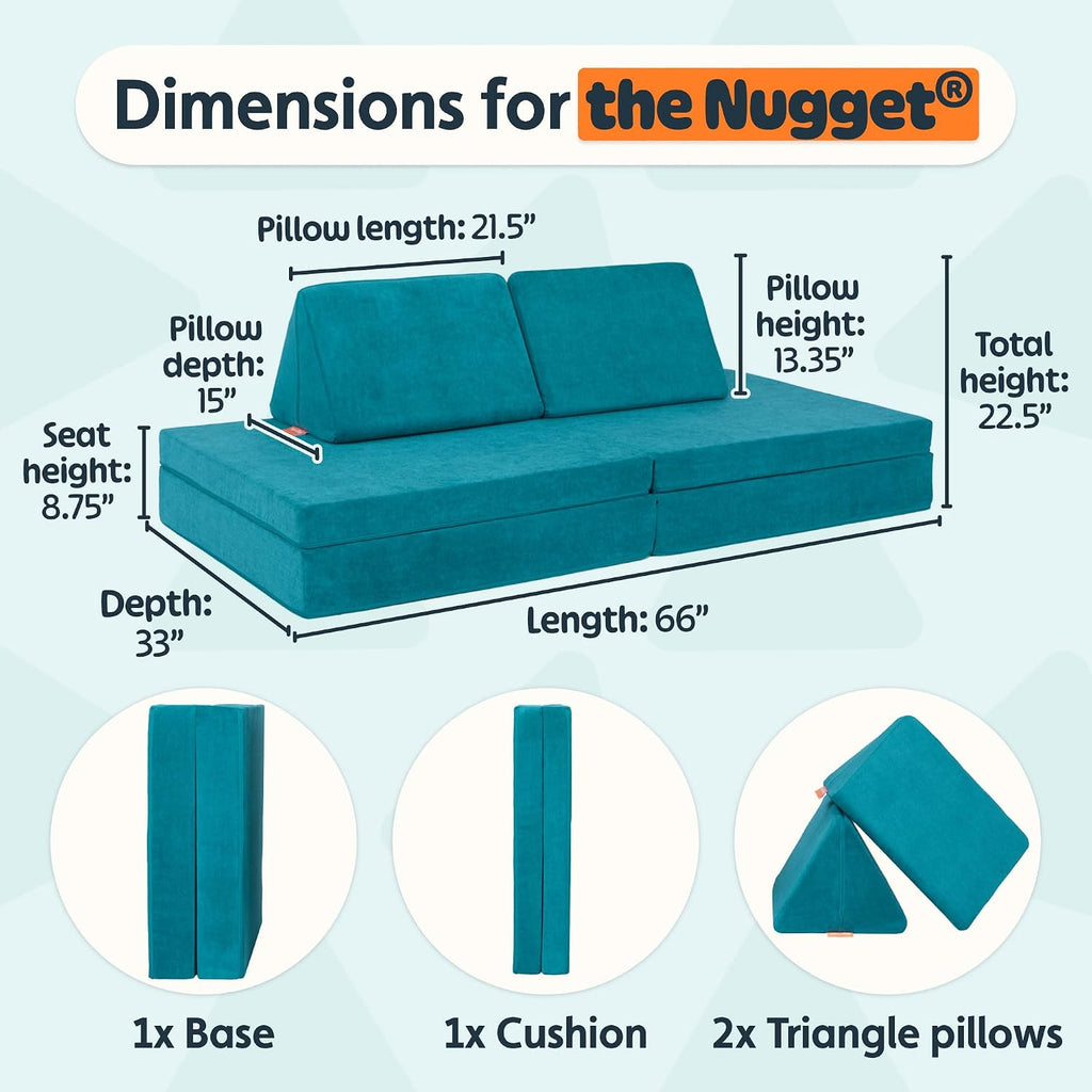 Nugget - The Original Play Couch for Kids - Modular Foam Children's Sofa for Playroom, Imagination, & Creative Open Ended Play - Washable & Convertible Playroom Furniture, Atlantis