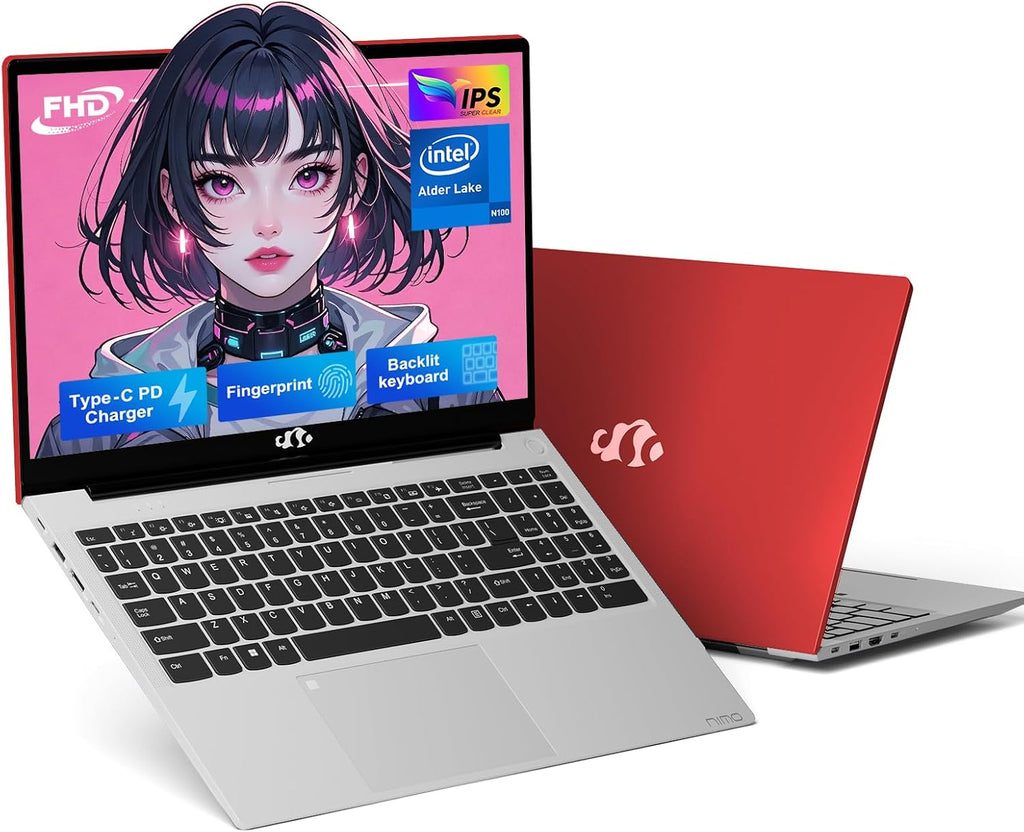 NIMO 15.6' IPS FHD-Laptop, Intel Pentium Quad Core N100 4GB RAM 128GB SSD (Beat i3-1115G4, Up to 3.4GHz) Computer with Backlit Keyboard Fingerprint Type-C Charger WiFi 6 BT5.2, for Student and Home