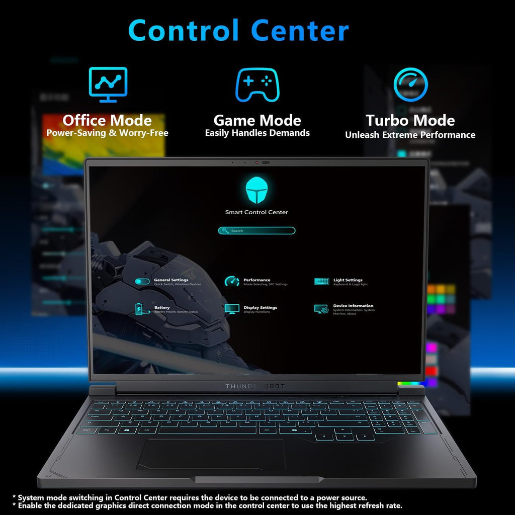 Thunderobot Radiant 16S R9 5060 300Hz Gaming Laptop, 16' QHD+ 2.5K, AMD Ryzen 9 7945HX, GeForce RTX 5060, up to 300Hz Hummingbird Display, 16GB DDR5, 1TB SSD, RGB Backlit KB, Wi-Fi 6, Win 11 Home