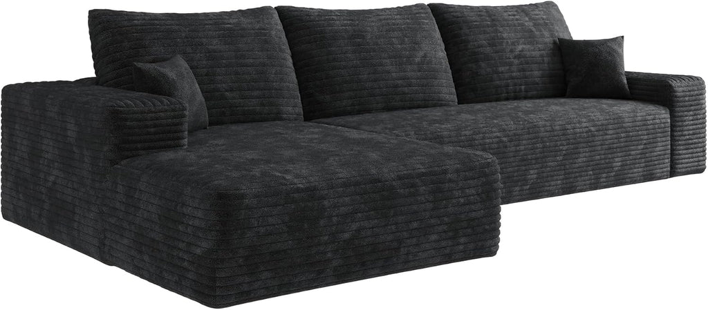 107 INCH Cloud Couch Oversized Modular Sectional Sofa, Fluffy Corduroy Upholstered Boneless Couches for Living Room, Wide & Deep Seat Corner Lounge Couches with Left Chaise,No Assembly Required