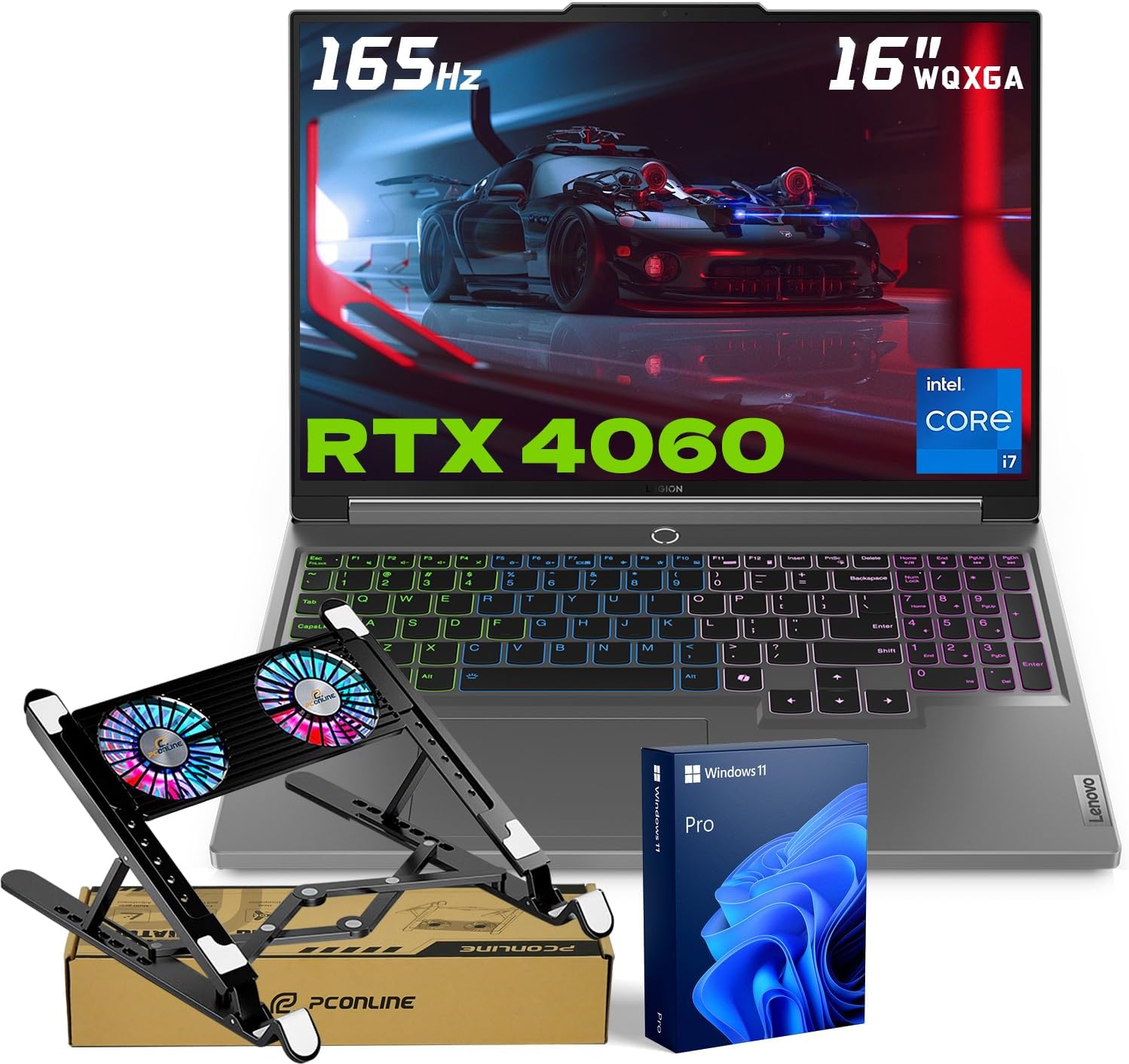 Lenovo Legion 5 Gaming Laptop, 16' WQXGA 2560x1600 165Hz, Intel i7-14650HX, GeForce RTX 4060, 64GB DDR5 RAM, 2TB SSD, AI-Power, Win11 Pro, Bundle with PCO Notebook Folding Radiator, Laptop Cooler