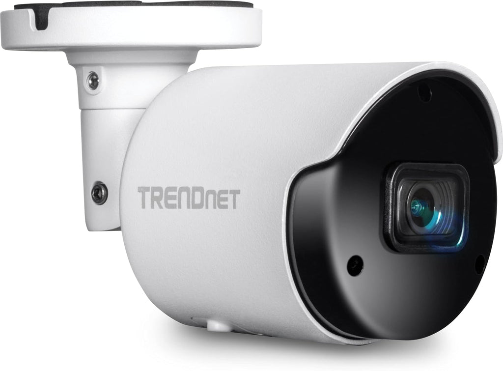 TRENDnet Indoor Outdoor 5MP H.265 PoE Bullet Network Camera, IP66 Rated Housing, IR Night Vision up to 30m (98 ft.), Security Surveillance Camera, microSD Card Slot (up to 256GB), White, TV-IP1514PI
