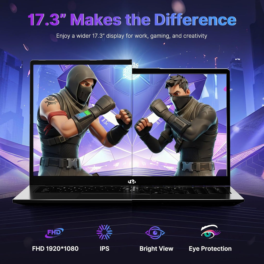 NIMO 17.3 Gaming-Laptop Ryzen 9 8945HS (Beat i9-13900H, Up to 5.2GHz) 16GB RAM, 1TB SSD, Radeon 780M, PD 100W Type-C AI-Enhanced for Copilot VR Ready, Backlit Keyboard, Fingerprint, 75W Battery