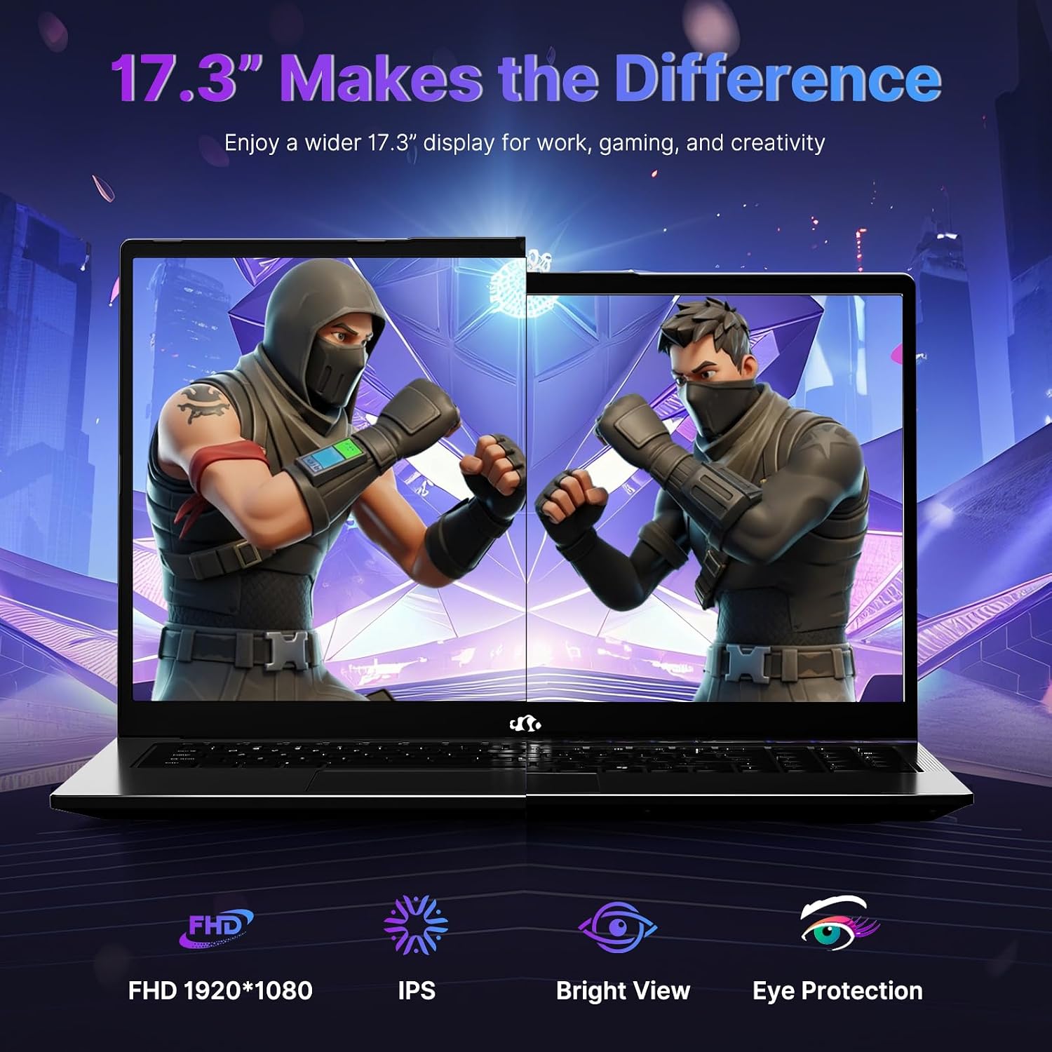 NIMO 17.3' Business-Laptop Ryzen 9 8945HS, 64GB RAM 2TB SSD, Radeon 780M, 54W Max TDP, 75Wh Battery, USB-C 4.0, PD 100W, Backlit Keyboard, Fingerprint Unlock, FHD Laptop for Gaming Student Office