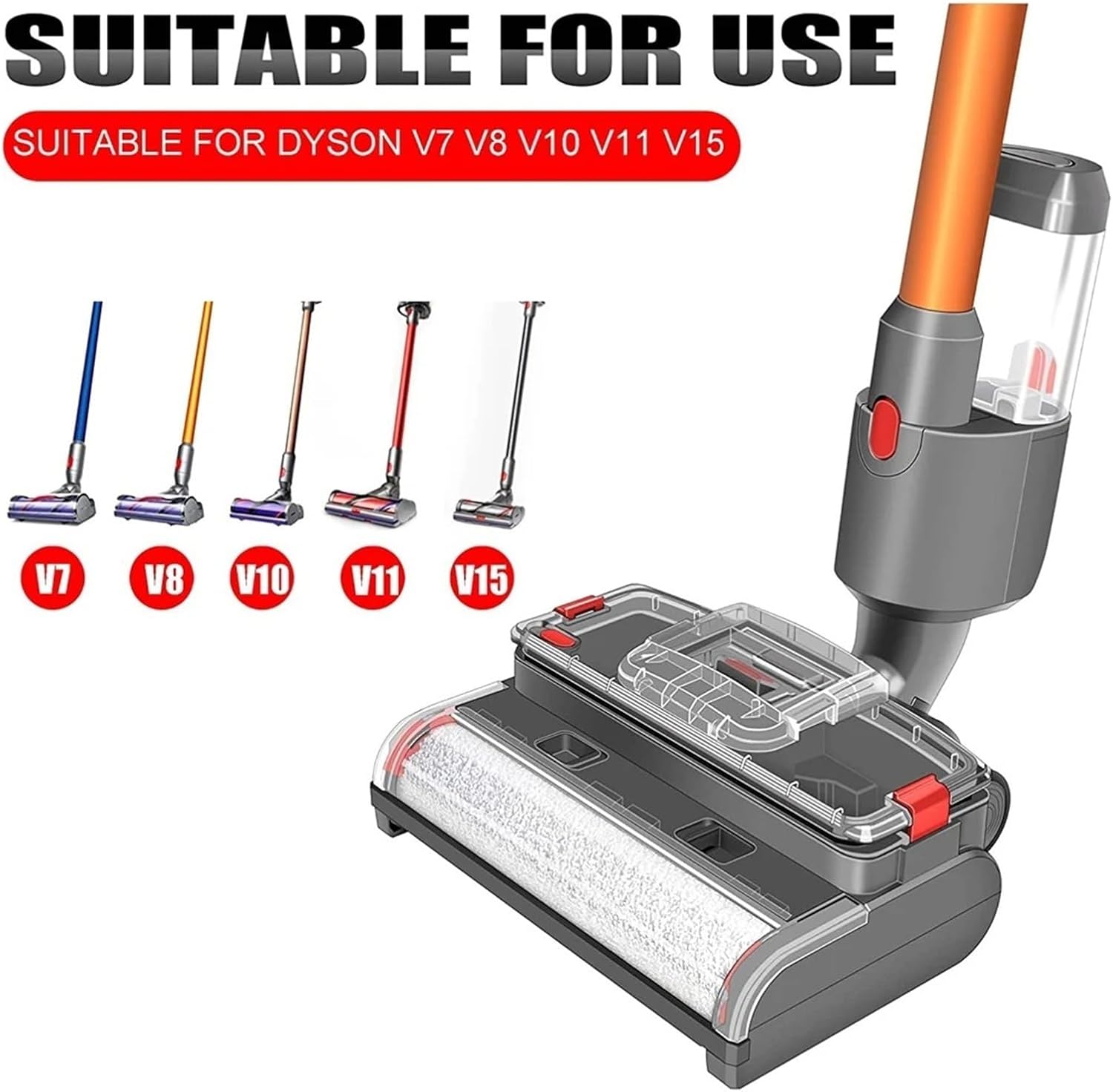 Wet and Dry Scrubbing Brushes ，Compatible for Dyson ，V15 V11 V10 V8 V7 Electric Broom Heads, Equipped with Cleaning and Sewage Tanks
