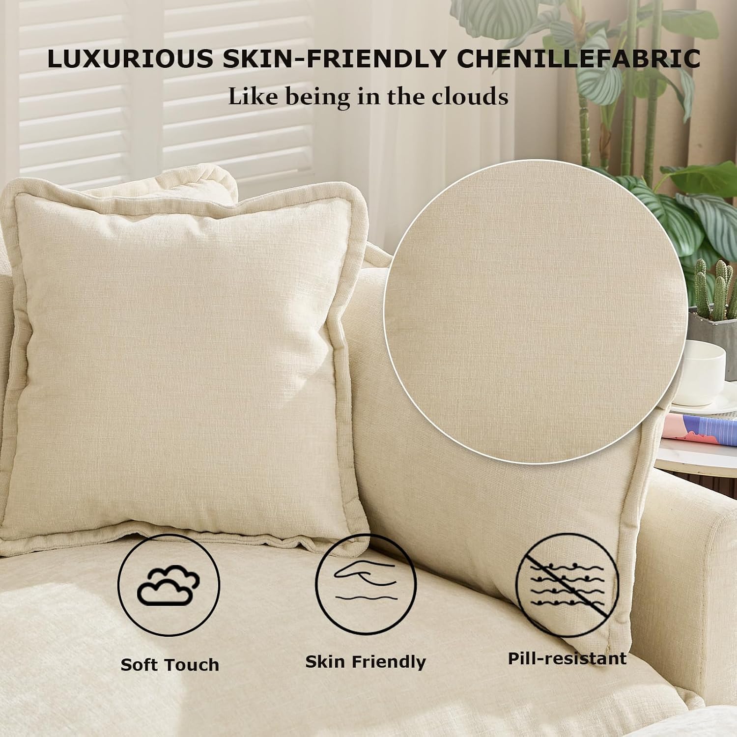 SoarFlash Chenille Single Seat Sofa, with Armests, Beige
