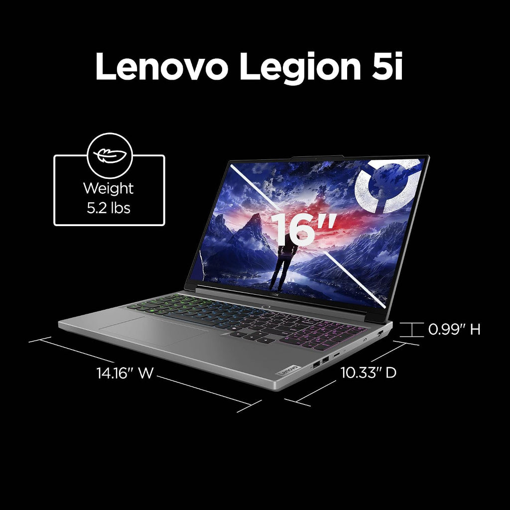 Lenovo Legion 5i Gaming Laptop, NVIDIA RTX 4060, Intel 24-Core i9-14900HX(Up to 5.8 GHz), 16' 2560x1600 WUXGA 2.5K 165Hz, 64 GB DDR5, 4 TB SSD, Bluetooth 5.2, Wi-Fi 6E, Windows 11 Pro