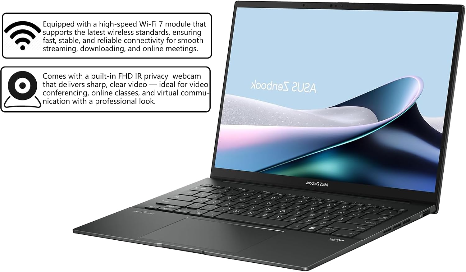 ASUS Zenbook 14 OLED Laptop | 14' WUXGA Lumina OLED Touch (100% DCI-P3, 500nits HDR) | Intel 16-core Ultra 7 255H (Up to 13 Tops) | 16GB DDR5 1TB SSD | Backlit Fingerprint Win11Pro w/DLCA Accessory
