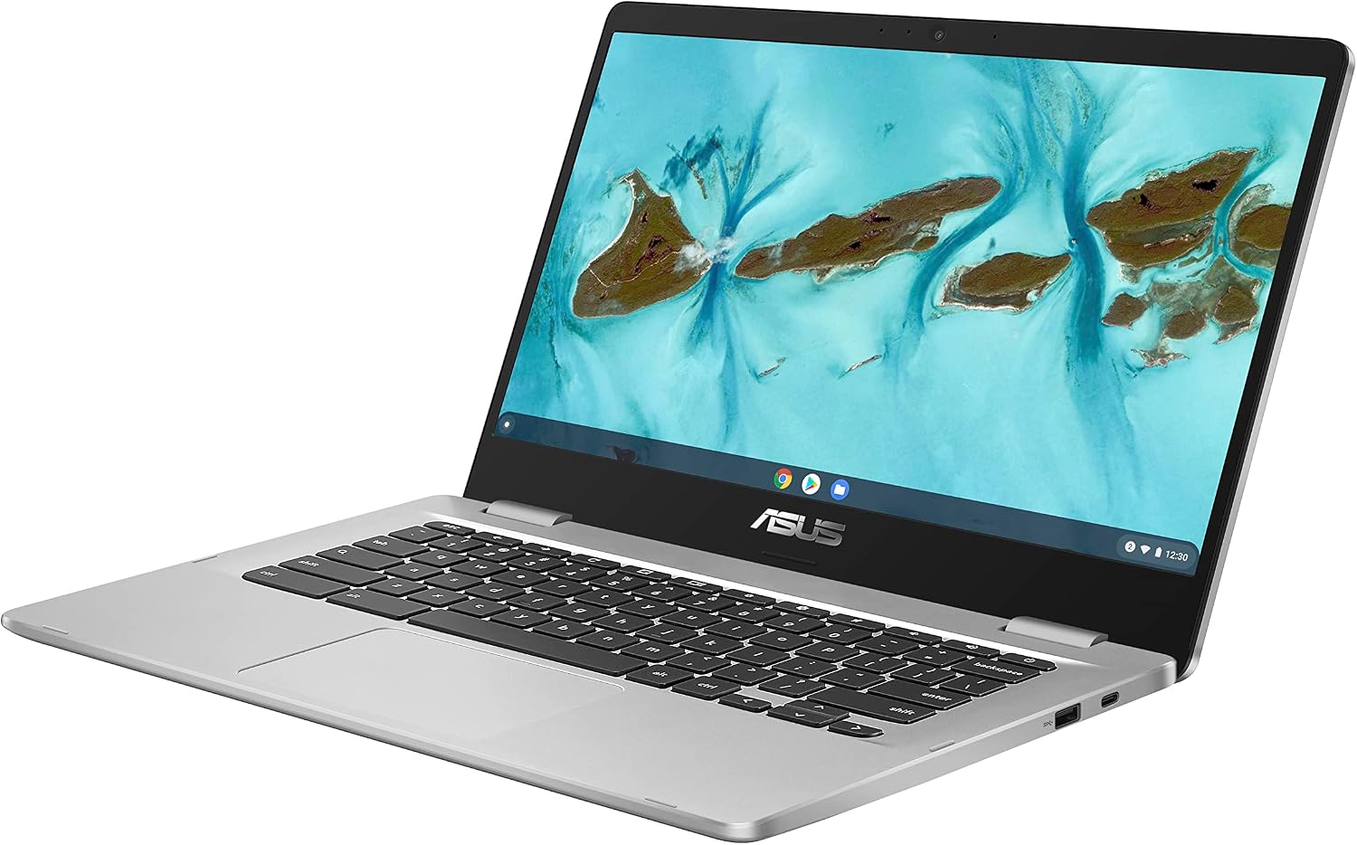 ASUS C424MA-AS48F Chromebook C424, 14.0' 180 Degree FHD NanoEdge Display, Intel Dual Core Celeron Processor, 4GB LPDDR4 RAM, 128GB Storage, Silver Color, C424MA-AS48F