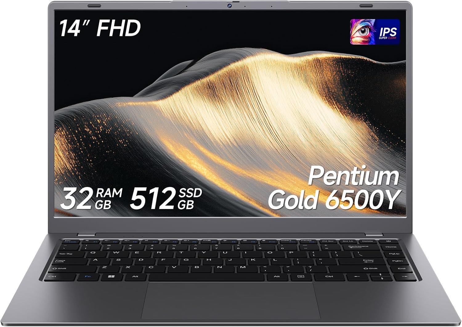 2026 Laptop, Pentium Gold 6500Y Processor(Up to 3.4GHz),32GB RAM 512GB SSD,14 Inch FHD IPS Display, 5000mAh Battery,Type-C,Portable Laptops Computer for Business Office Home