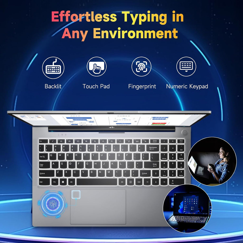 NIMO 15.6' IPS FHD-Laptop, 32GB RAM 1TB SSD AMD Ryzen 5(Beat i3 1215U 4 Cores Up to 3.7GHz) Student Laptops, Business Computer with Backlit Keyboard Fingerprint 2 Years Warranty Wi-Fi 5 BT5.2 Numpad