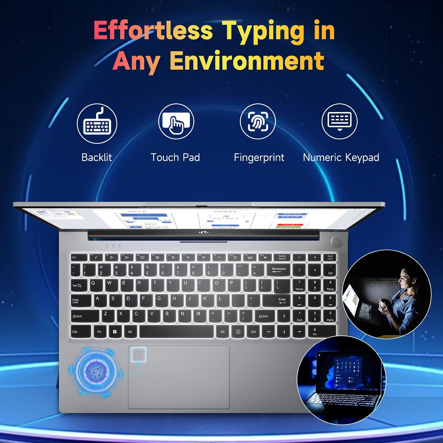 NIMO 15.6' IPS FHD-Laptop, 32GB RAM 1TB SSD AMD Ryzen 5(Beat i3 1215U 4 Cores Up to 3.7GHz) Student Laptops, Business Computer with Backlit Keyboard Fingerprint 2 Years Warranty Wi-Fi 5 BT5.2 Numpad