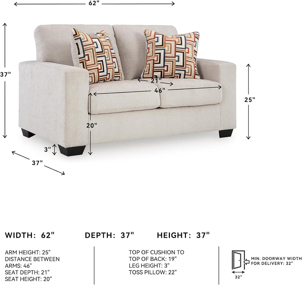 Signature Design by Ashley Aviemore Coastal Loveseat with 2 Accent Pillows, Beige