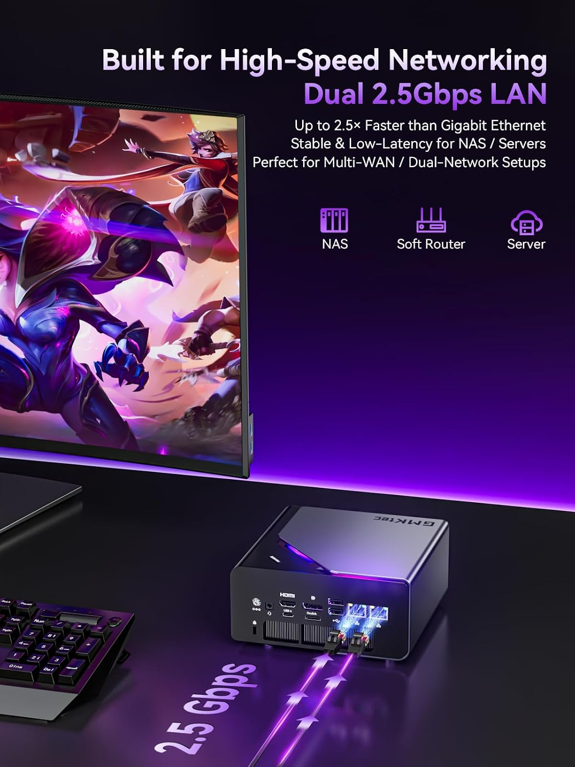 GMKtec K15 AI Mini PC Oculink with Intel Core Ultra 5 125U Processor, Barebones Without RAM/SSD/OS, Desktop Computer AI Boost, 3X M.2 2280 Storage Expansion, Dual NIC 2.5GbE, HDMI 2.1, USB4